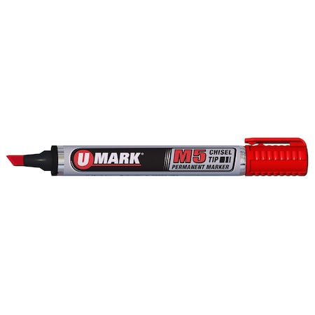 U-Mark M5 Perm Marker 5mm 5/8 Red Hvy dty 12/cs, PK12 10551